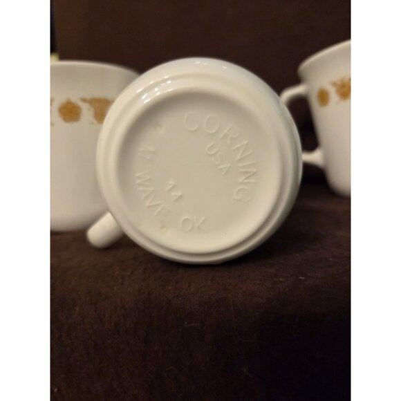 Set of 4 Pyrex Corning Corelle Butterfly Gold Coffee Mugs Retro 1970s - Picture 4 of 5